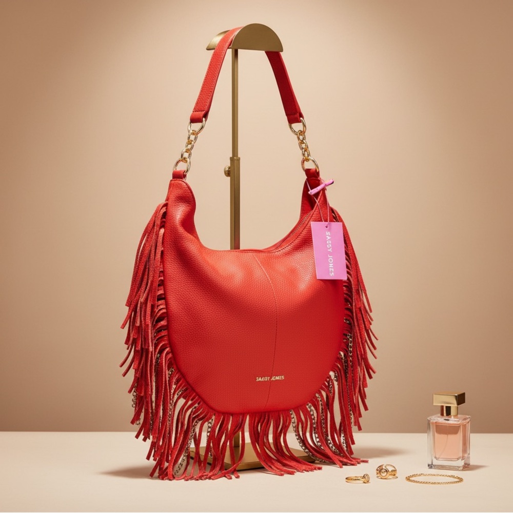 Red Fringe Hobo Bag